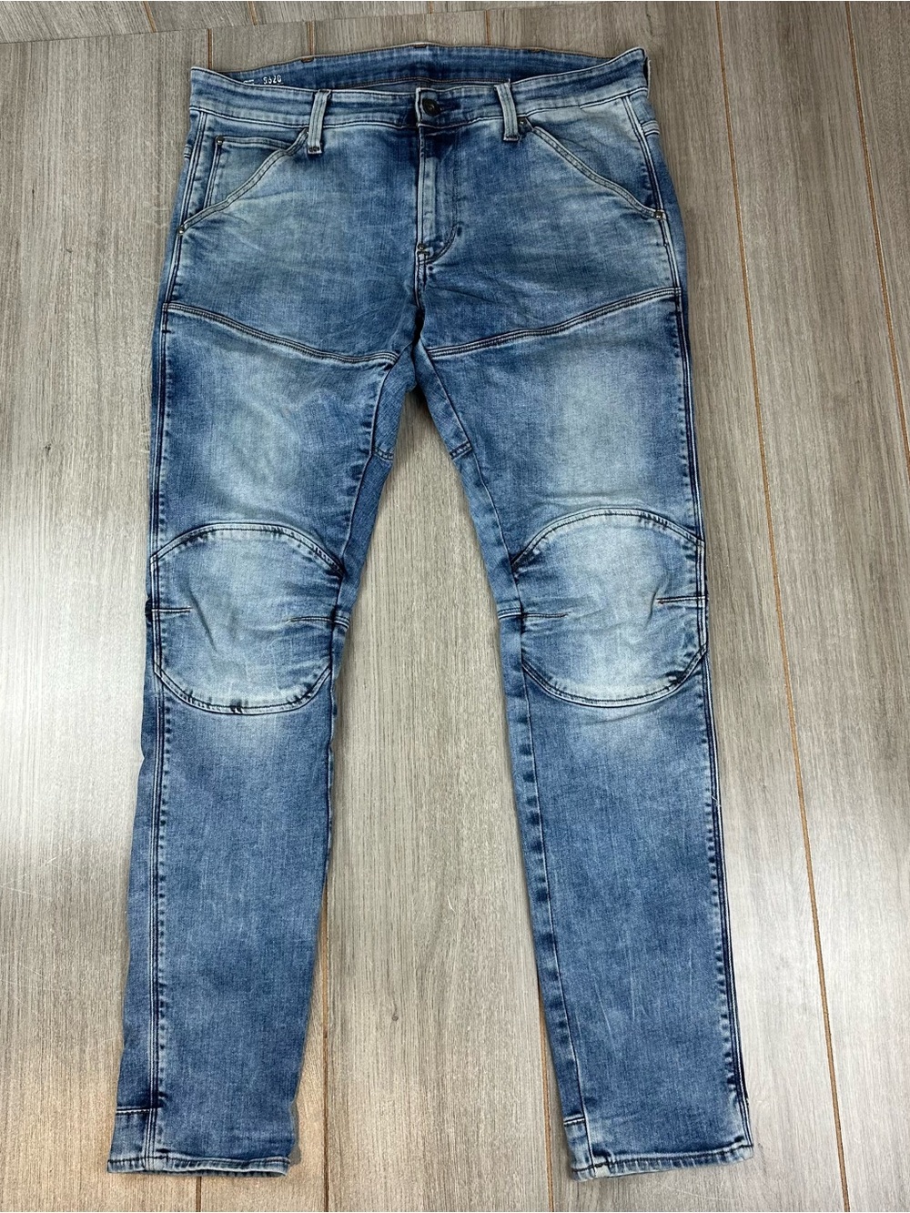 G Star Raw Jeans Mens 35x32 Blue Denim 5620 3D Super Slim Moto Faded Distressed